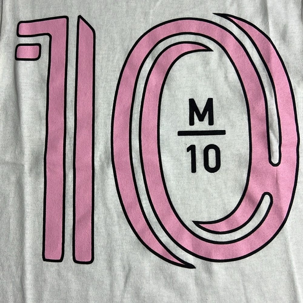 MESSI Kids White Pink 10 Messi GOAT Football Soccer Print Tee S - Picture 4 of 6